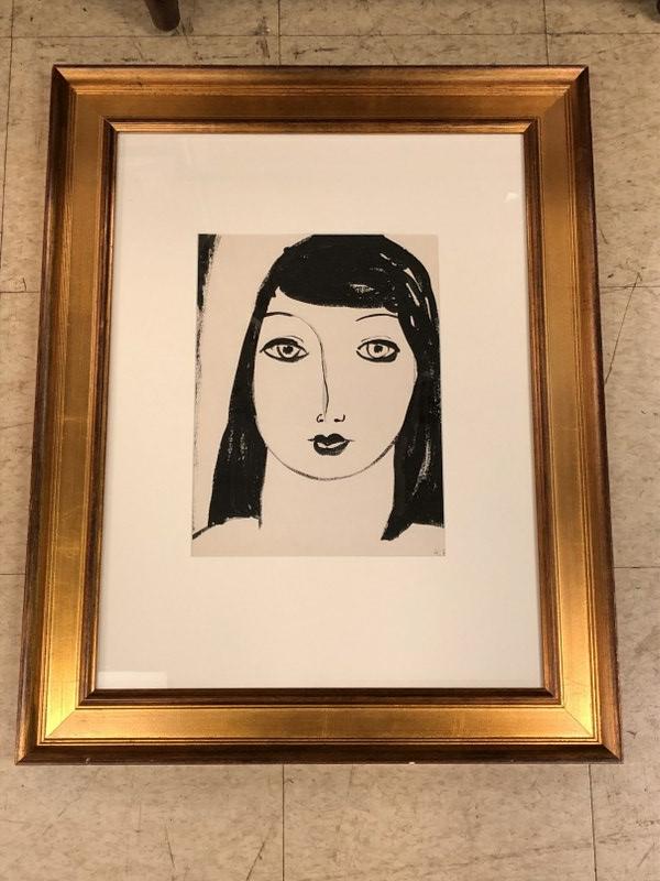 GWEN DAVIES UNTITLED INK DRAWING OF A WOMAN, TITLED: GWEN DAVIES UNTITLED INK DRAWING OF A WOMAN, TITLED FIFI, FROM WOODSTOCK, N.Y ESTATE OF ROBERT ANGELOCH. MEASURES 15" X 11".