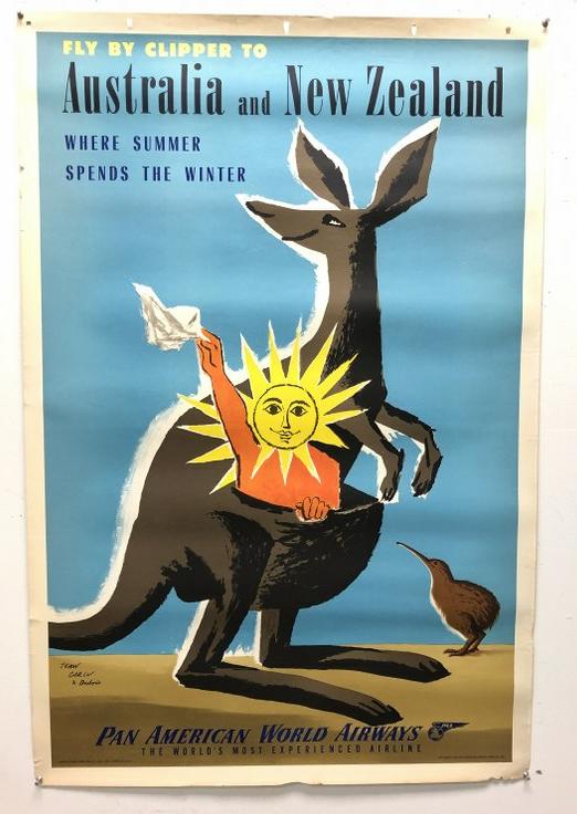 POSTER-PAN AMERICAN WORLD AIRWAYS TRAVEL POSTER, 1952, (1 of 1)