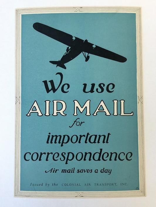 POSTER-AIR MAIL, C.1928, WE USE AIR MAIL FOR IMPORTANT (1 of 1)