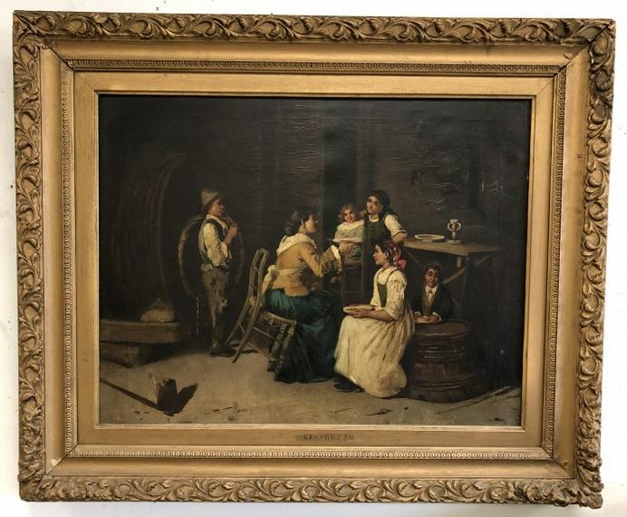 O/C AFTER G. FAVRETTO FAMILY EATING IN 19TH C. FRAME, (1 of 4)