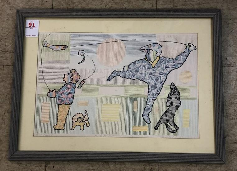 MEYER F LIEBERMAN PEN & PENCIL DRAWING TITLED KITE (1 of 2)