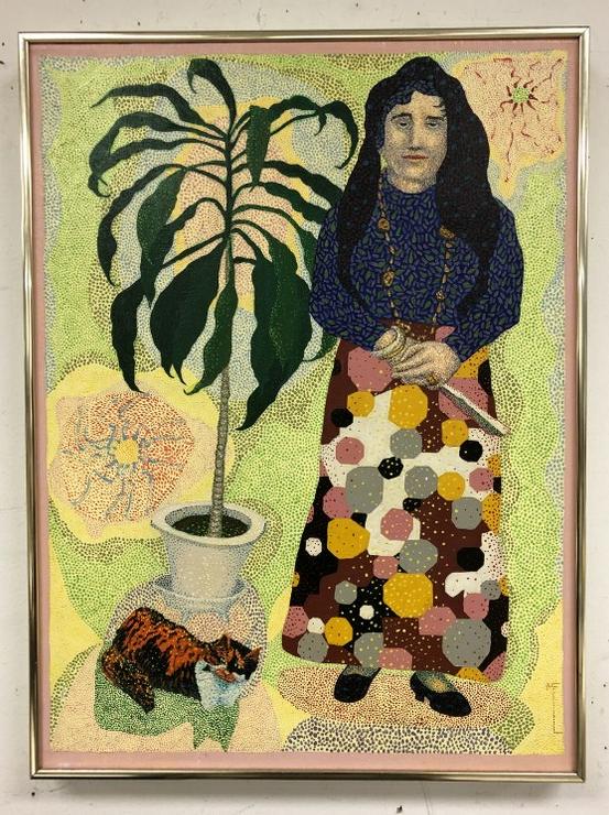 MEYER F LIEBERMAN O/C PORTRAIT OF WIFE JOSEFA NINA: MEYER F LIEBERMAN O/C PORTRAIT OF WIFE JOSEFA NINA LIEBERMAN, CIRCA 1980'S, PAINTING MEASURES 24" X 18". MEYER FRANK LIEBERMAN (1923-2013), STUDIED WITH REGINALD MARSH IN NYC AT THE ART STUDENTS LEAGU