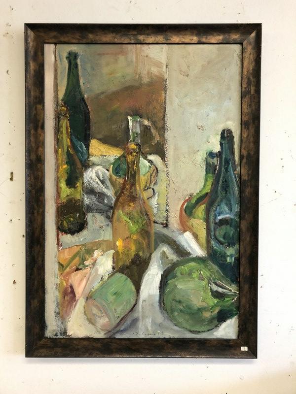 GABRIELE MARGULES (1927-2016) O/B IMPRESSIONIST STILL: GABRIELE MARGULES (1927-2016) O/B IMPRESSIONIST STILL LIFE, CIRCA 1950'S, IN LATER FRAME, MEASURES 30" X 20", DIRECTLY FROM THE ARTIST'S ESTATE IN KINGSTON, NEW YORK WHICH WE ARE SELLING. SHE TRAINED 