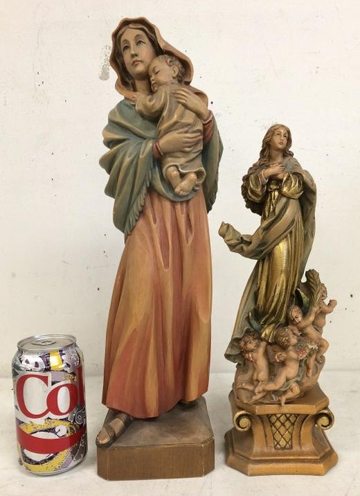 (2) LARGE ANRI VINTAGE RELIGIOUS CARVED FIGURES, THEY (1 of 5)
