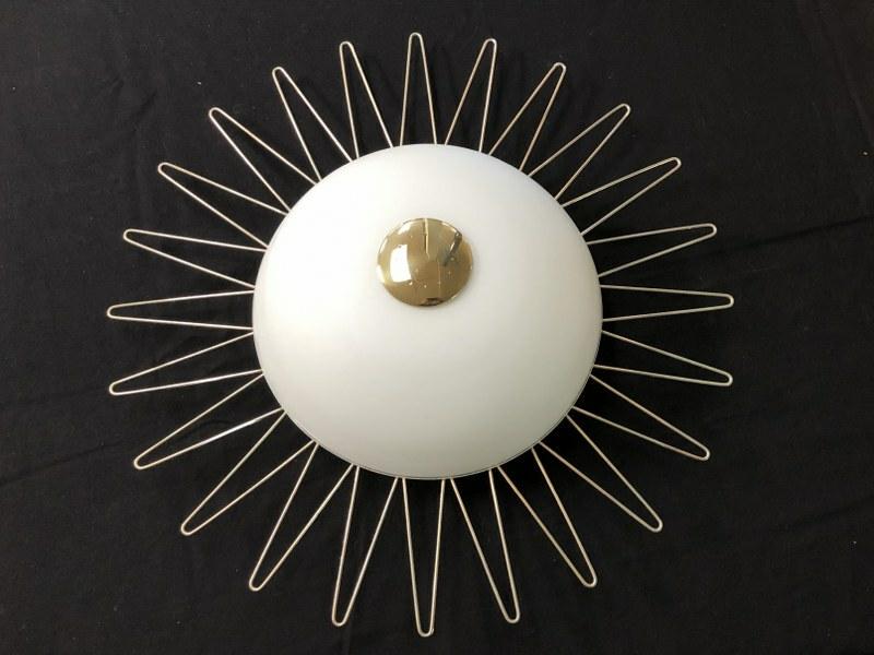 LIGHTOLIER GERALD THURSTON DESIGN SUNBURST CEILING: LIGHTOLIER GERALD THURSTON DESIGN SUNBURST CEILING LIGHT FIXTURE, MID CENTURY PERIOD, ALL FIXTURES WE ARE SELLING ARE FROM THE SAME ESTATE, AND WERE PUT UP NEW WHEN THE HOUSE WAS BUILT. ALL ORIGINAL,