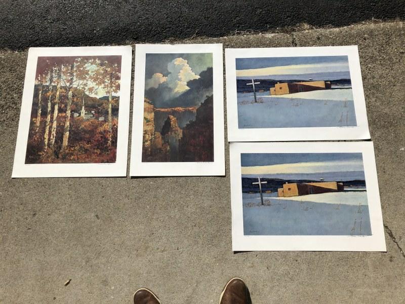 (4) ERIC SLOANE SIGNED LIMITED EDITION PRINTS: (4) ERIC SLOANE SIGNED LIMITED EDITION PRINTS, 2 ARE THE SAME, ALL PENCIL SIGNED AND EDITIONS OF 450. NICE OVERALL CONDITION, MEASURE APPROX. 19" X 26"