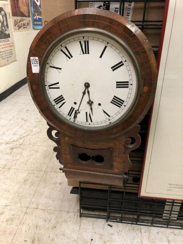 ROSEWOOD WALL CLOCK IN AS FOUND CONDITION: ROSEWOOD WALL CLOCK IN AS FOUND CONDITION