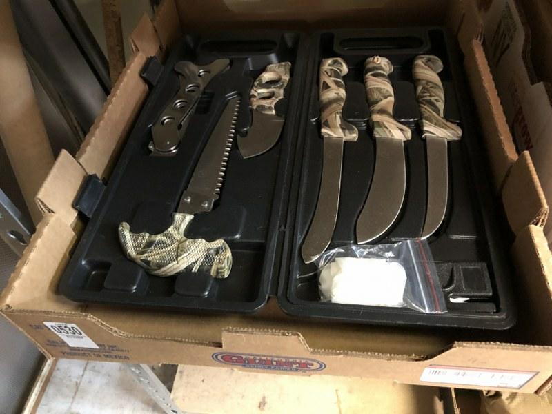3 FISHING HUNTING KNIFE SETS IN CASES: 3 FISHING HUNTING KNIFE SETS IN CASES