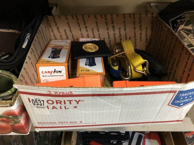 BOX W/MISC TOOLS, ETC: BOX W/MISC TOOLS, ETC