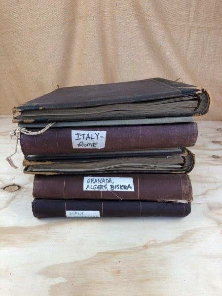 Lot of 7 19th century Travel photo albums containing: Lot of 7 19th century Travel photo albums containing travel photography from Italy, Middle East, France, Germany, Switzerland, etc. Variety of sizes and formats, hundreds of photographs including Albu