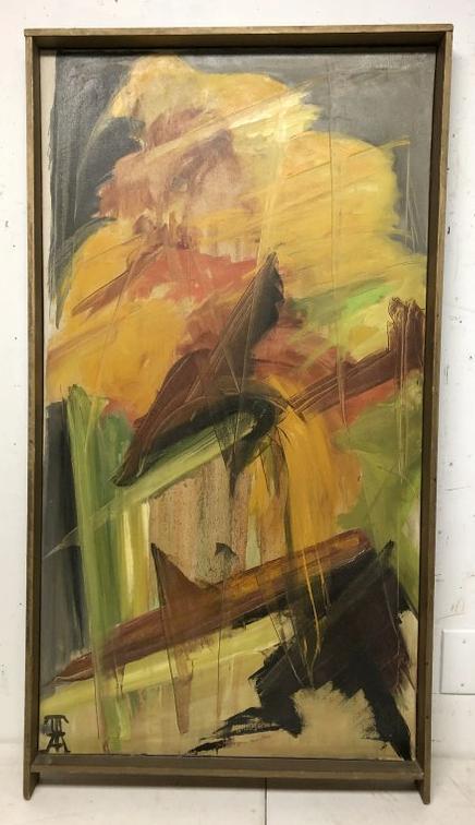 UTA VON BERN O/C MID CENTURY ABSTRACT, TITLED II: UTA VON BERN O/C MID CENTURY ABSTRACT, TITLED II AUTUMN, 1960, PAINTING MEASURES 48" X 26". SIGNED IN HER STYLIZED MARK. FROM ESTATE OF UTA VON BERN, ARTIST LIVED LATER IN RHINEBECK, N.Y. SHE STUDIED 