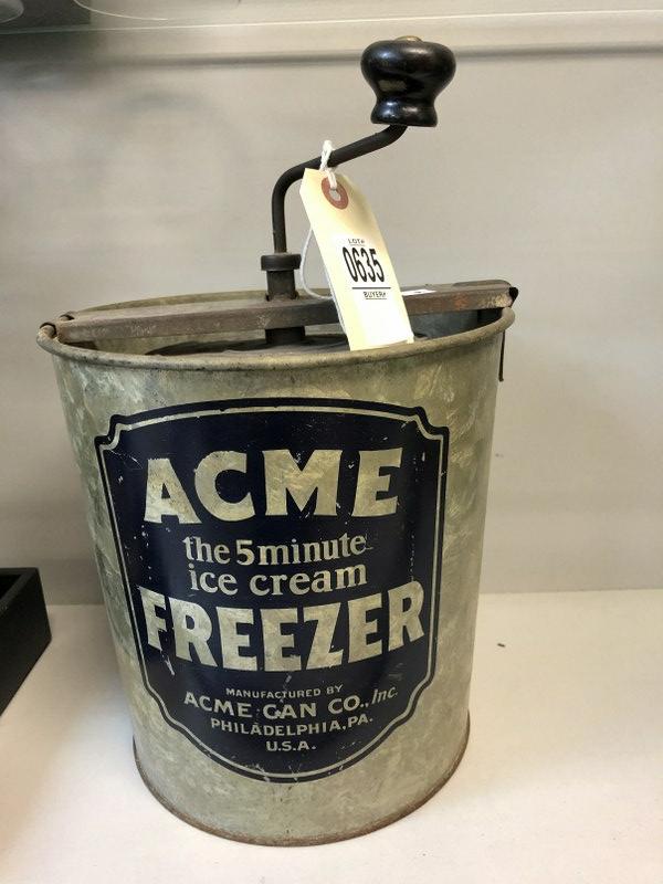 ACME OLD ICE CREAM MAKER, NICE SHAPE.: ACME OLD ICE CREAM MAKER, NICE SHAPE.