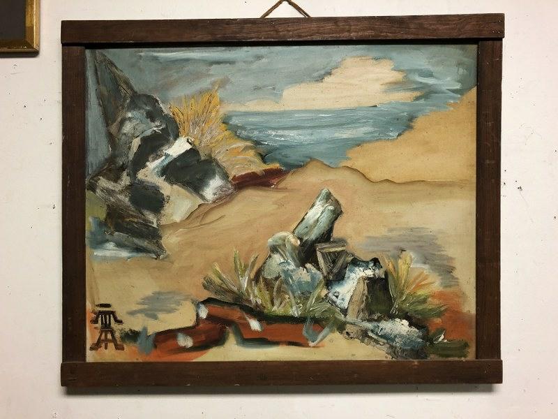 UTA VON BERN MID CENTURY O/C IMPRESSIONIST SEASCAPE,: UTA VON BERN MID CENTURY O/C IMPRESSIONIST SEASCAPE, DIRECTLY FROM HER RHINEBECK, N.Y. ESTATE, SHE STUDIED AT THE ART STUDENTS LEAGUE, IN NYC. THE PAINTING MEASURES 23" X 28", SIGNED WITH HER STYLIZED