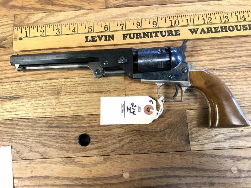 LYMAN MODEL 1851 NAVY 36 CALIBERBLACK POWDER PISTOL.: LYMAN MODEL 1851 NAVY 36 CALIBERBLACK POWDER PISTOL. SERIAL NUMBER 56082. OLDER REPLICA. FROM ESTATE OF HUDSON VALLEY GENTLEMAN, N.Y. STATE BUYERS NEED LICENSE, OUT OF STATE BUYERS SHIPPED TO FFL DEAL