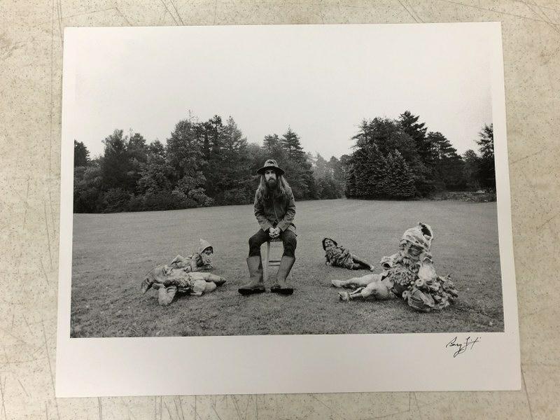 SIGNED BARRY FEINSTEIN PHOTOGRAPH OF GEORGE HARRISON: SIGNED BARRY FEINSTEIN PHOTOGRAPH OF GEORGE HARRISON 1970, FRIAR PARK, "ALL THINGS MUST PASS", GIVEN TO CONSIGNOR BY BARRY FEINSTEIN. NOT SURE WHEN THE COPY WAS PRODUCED. EXCELLENT CONDITION. MEASURES