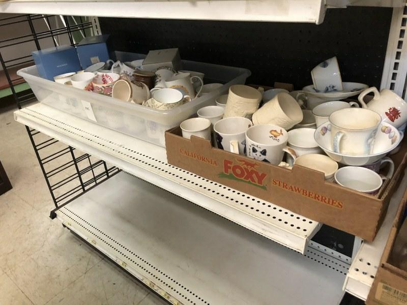 2 BIG BOXES OF QUALITY COFFEE CUPS, MANY DECORATIVE AND: 2 BIG BOXES OF QUALITY COFFEE CUPS, MANY DECORATIVE AND GOOD MAKERS. LOTS OF OLDER ONES. FROM LOCAL ESTATE.