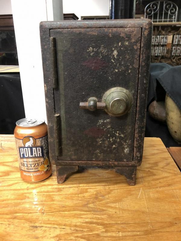 OLD SMALLER CAST IRON SAFE, NO COMBINATION, HEAVY, FROM: OLD SMALLER CAST IRON SAFE, NO COMBINATION, HEAVY, FROM LOCAL ESTATE, MEASURES 12" HIGH.