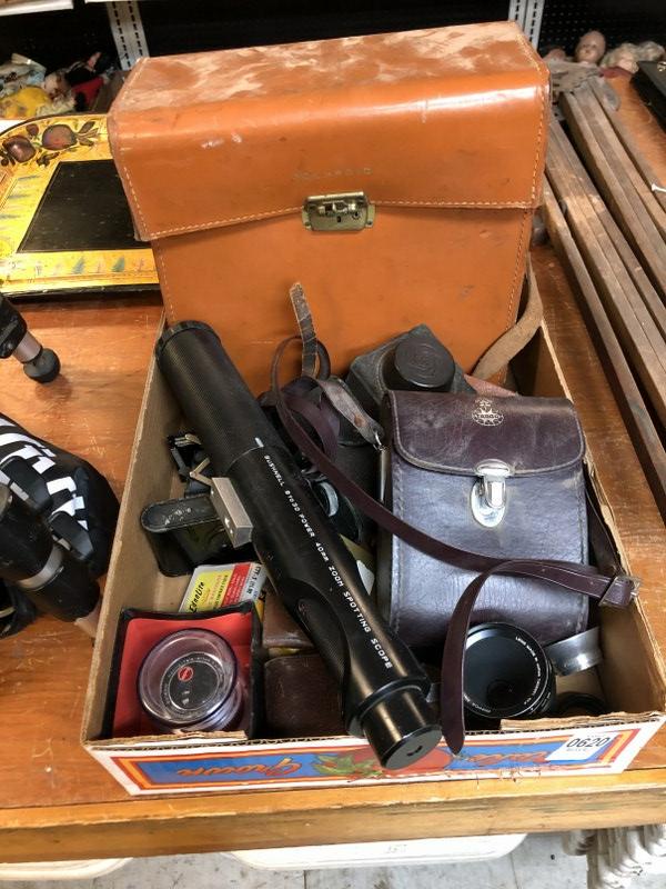 MISC ESTATE CAMERA AND BINOCULAR LOT AS PICTURED: MISC ESTATE CAMERA AND BINOCULAR LOT AS PICTURED