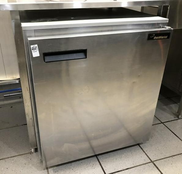 DELFIELD STAINLESS UNDER COUNTER REFRIGERATOR, ON: DELFIELD STAINLESS UNDER COUNTER REFRIGERATOR, ON CASTORS, MEASURES 27.25" WIDE X 32" HIGH X 27.75" DEEP. THIS LOCATION IS LOCATED AT 295 WALL STREET, KINGSTON, NEW YORK 12401, IT CAN BE PREVIEWED BY 