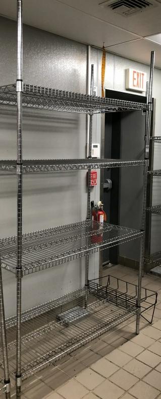STAINLESS STEEL WIRE SHELF WITH 4 SHELVES. 47" WIDE,: STAINLESS STEEL WIRE SHELF WITH 4 SHELVES. 47" WIDE, 24" DEEP AND 87" HIGH. THIS LOCATION IS LOCATED AT 295 WALL STREET, KINGSTON, NEW YORK 12401, IT CAN BE PREVIEWED BY APPOINTMENT ONLY (845) 389-193