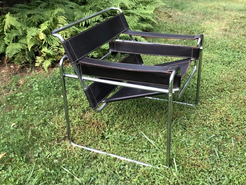 WASSILY CHAIR, CHROME AND BROWN LEATHER, IN GOOD ESTATE: WASSILY CHAIR, CHROME AND BROWN LEATHER, IN GOOD ESTATE CONDITION, FROM WOODSTOCK, N.Y. ESTATE.