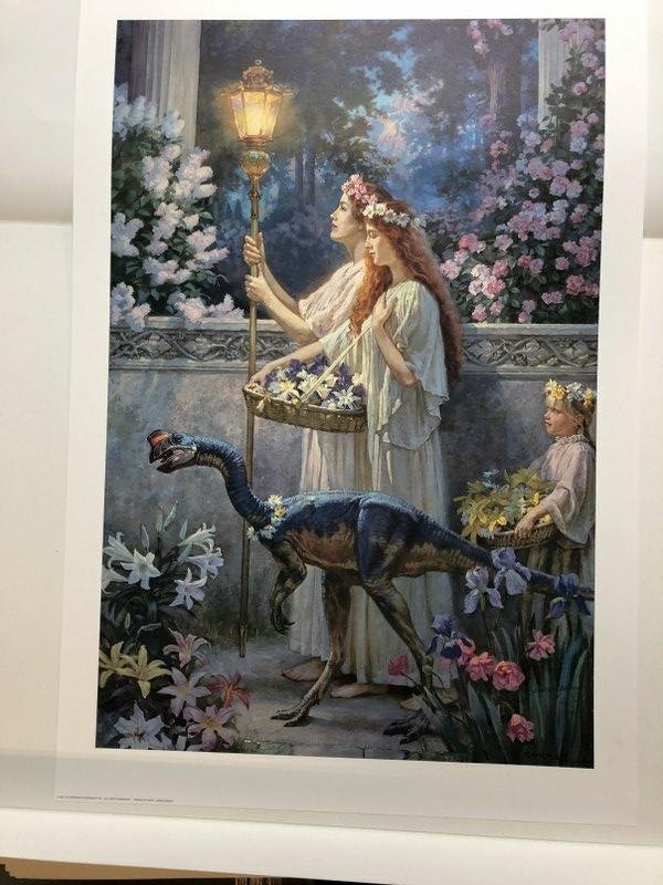JAMES GURNEY. LE SIGNED PRINT 397 OF 3500. GARDEN OF: JAMES GURNEY. LE SIGNED PRINT 397 OF 3500. GARDEN OF HOPE, EXCELLENT CONDITION IN ORIGINAL SLEEVE. MEASURES 32" BY 21.75", 1994 ESTATE OF BALLANTINE PUBLISHING. GREENWICH WORKSHOP IN ORIGINAL SLEEVE