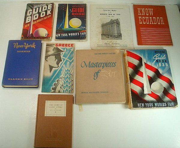 1939 WORLD'S FAIR GUIDE BOOKS, PAMPH;ETS AND RELATED, S: 1939 WORLD'S FAIR GUIDE BOOKS, PAMPH;ETS AND RELATED, SOME COVERS ARE TAPED AND TORN ON GUIDE BOOKS, NICE MIXED LOT