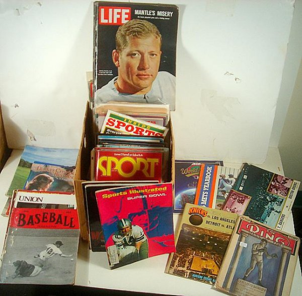 HUGE SPORTING LOT OLDER MAGAZINES, BASEBALL, BASKETBALL: HUGE SPORTING LOT OLDER MAGAZINES, BASEBALL, BASKETBALL, FOOTBALL, PROGRAMS, MANTLE, LOE LOUIS, ALI, MANY SUPER STAR COVERS, GOOD OVERALL CONDITION