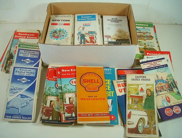 LARGE LOT MOSTLY EASTERN ROAD MAPS, NICE OLDER ONES, AR: LARGE LOT MOSTLY EASTERN ROAD MAPS, NICE OLDER ONES, AROUND 100 OR SO