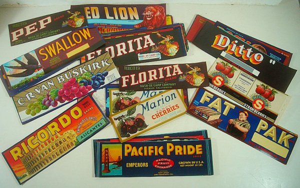 125 FRUIT CRATE LABELS, NICE GRAPHICS ON MANY, OVERALL : 125 FRUIT CRATE LABELS, NICE GRAPHICS ON MANY, OVERALL GOOD CONDITION