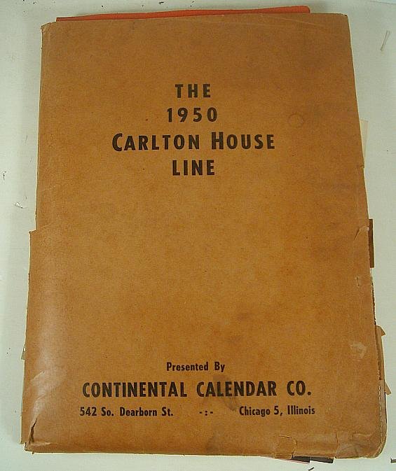 1950 CONTINENTAL CALENDAR SALESMAN SAMPLES: 1950 CONTINENTAL CALENDAR SALESMAN SAMPLES INCLUDING SOME PIN UP, GIRLY AND NUDE SAMPLES. iN ORIGINAL FOLDER, HAS MANY DIFFERENT SAMPLES.