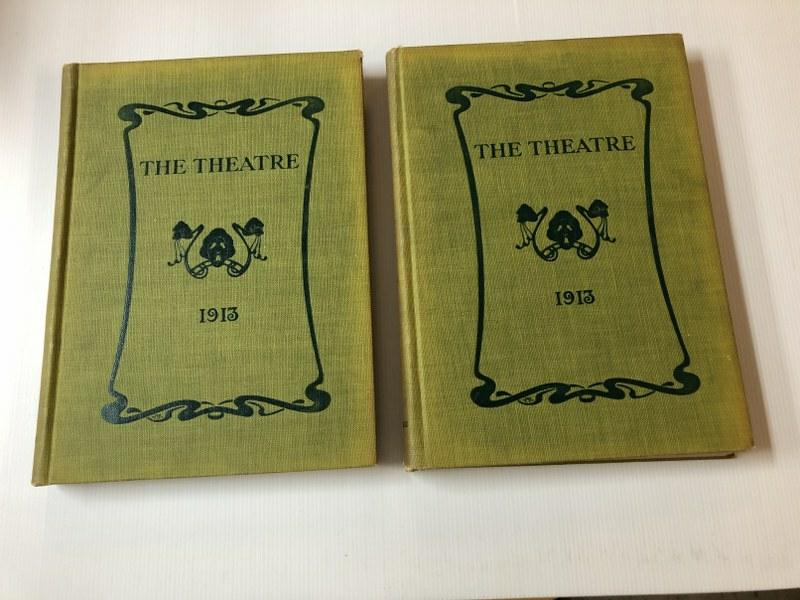 2 Bound Volumes, COMPLETE 1913, Theater Illustrated: 2 Bound Volumes, COMPLETE 1913, Theater Illustrated Magazine of the Dramatic and Music Art bound in green cloth covers with years on front and side. Insides are in impeccable condition - some normal w