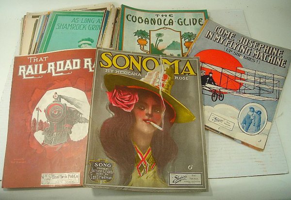 BOX OF LARGE FORMAT VINTAGE SHEET MUSIC: BOX OF LARGE FORMAT VINTAGE SHEET MUSIC