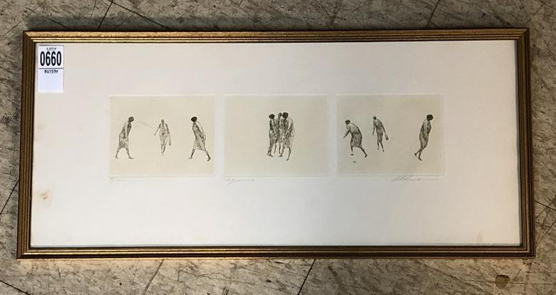 HAROLD ALTMAN (1924-2003) PRINT TITLED ( SEQUENCE ),: HAROLD ALTMAN (1924-2003) PRINT TITLED ( SEQUENCE ), 41/75 & SIGNED LOWER RIGHT, FRAME MEASURES 9" X 20". SMUDGE ON LEFT BORDER. FROM EVELYNE DAITZ ESTATE - EVELYNE DAITZ (1936-2019) WAS A SWISS BORN
