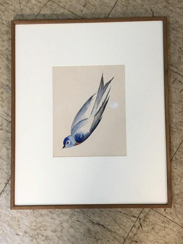 KARL LAUBSCHER (1888-1974) W/COLOR OF BIRD, CIRCA: KARL LAUBSCHER (1888-1974) W/COLOR OF BIRD, CIRCA 1930'S. NICELY FRAMED AND MATTED. PAINTING MEASURES 9" X 7". INFORMATION ON BACK, FROM ESTATE. FROM EVELYNE DAITZ ESTATE - EVELYNE DAITZ (1936-2019) W