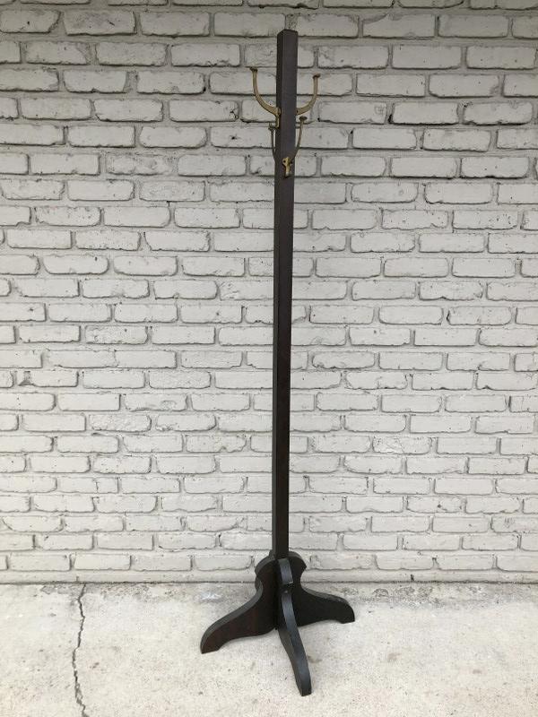CIRCA 1930'S COAT RACK, GOOD ESTATE CONDITION, ALL: CIRCA 1930'S COAT RACK, GOOD ESTATE CONDITION, ALL HOOKS INTACT, MEASURES 69.5" HIGH.