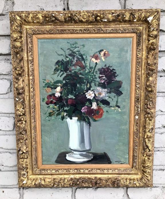 ANDRE DERAIN (1880-1954) O/C TITLED ( VASE OF FLOWERS: ANDRE DERAIN (1880-1954) O/C TITLED ( VASE OF FLOWERS ), IN GILT FRAME OF THE PERIOD, GALLERY & EXHIBITION LABELS ON BACK FROM PHILADELPHIA MUSEUM OF ART & FROM GALERIE SCHMIT, (PARIS) IN 1976 & 1977.