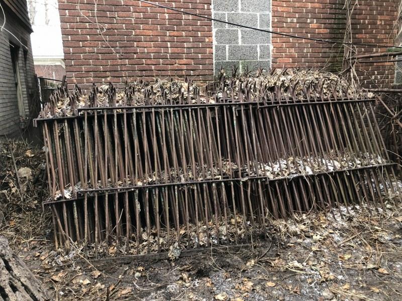 Coney Island Steeplechase Original IRON FENCING: JUST FOUND THE GATE IN ANOTHER PART OF THE YARD, ADDED TO THE LOT *QUANTITY OF VICTORIAN IRON FENCING & POSTS, From AROUND THE CONEY ISLAND STEEPLECHASE, THERE IS (35) SECTIONS OF FENCING MEASURING ME