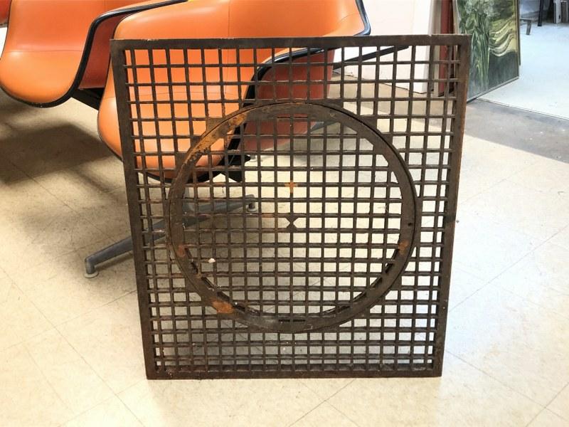 OLD IRON GRATE, MAKE GREAT TABLE TOP, OR REPURPOSE: OLD IRON GRATE, MAKE GREAT TABLE TOP, OR REPURPOSE PROJECT. MEASURES 27.5" X 24.5". FROM LOCAL ESTATE.