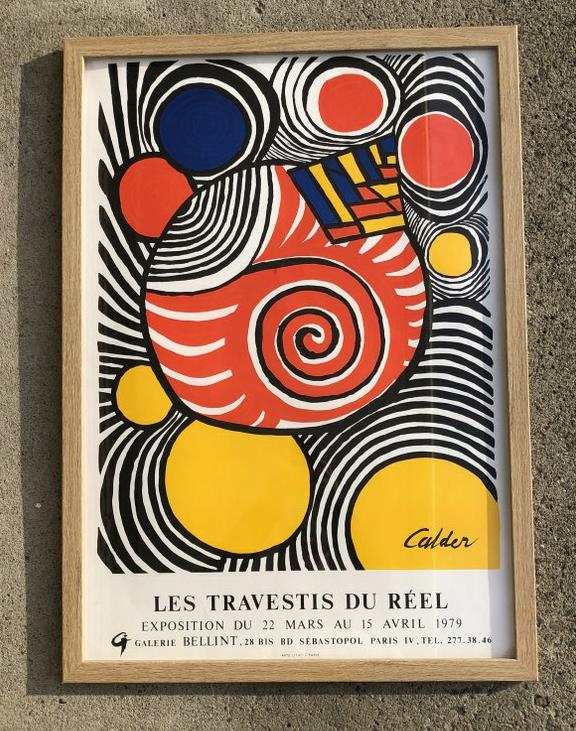 ALEXANDER CALDER 1979 EXHIBITION POSTER, NICE BLONDE: ALEXANDER CALDER 1979 EXHIBITION POSTER, NICE BLONDE OAK FRAME, ARTS LITHO-PARIS ON VERY BOTTOM, POSTER MEASURES 32" X 22". VERY NICE CONDITION.