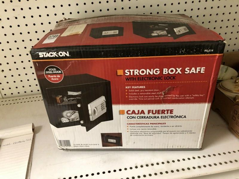 NEW IN BOX STACK - ON STRONG BOX SAFE WITH ELECTRONIC: NEW IN BOX STACK - ON STRONG BOX SAFE WITH ELECTRONIC LOCK FROM LOCAL ESTATE.