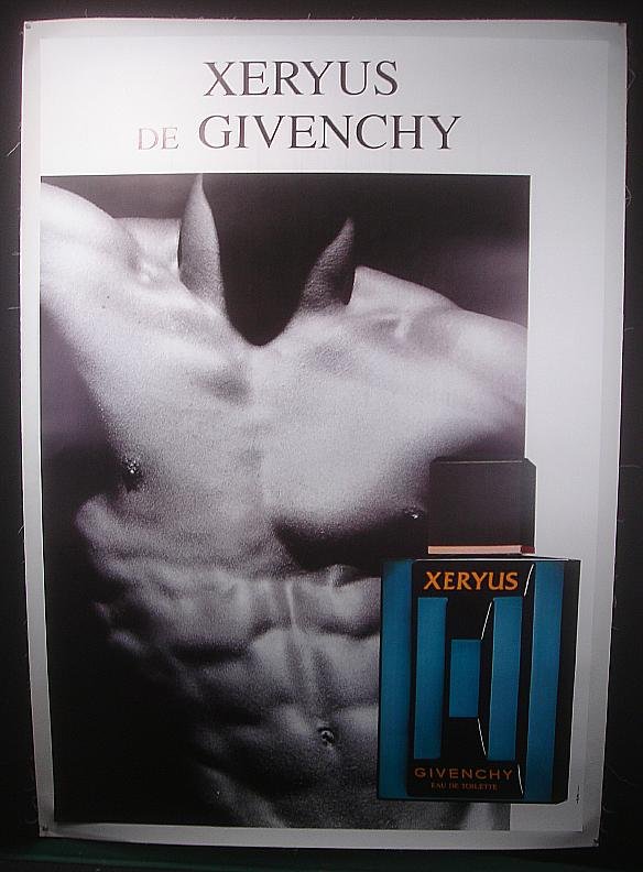 POSTER-XERYUS DE GIVENCHY PERFUME POSTER, LINEN BAC: POSTER-XERYUS DE GIVENCHY PERFUME POSTER, LINEN BACKED, VERY GOOD CONDITION, MEASURE 68" X 40"