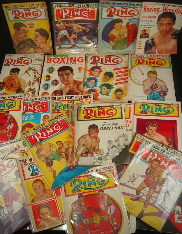 LOT OF 50'S RING BOXING MAGAZINES, APPROXIMATELY 35: LOT OF 50'S RING BOXING MAGAZINES, APPROXIMATELY 35