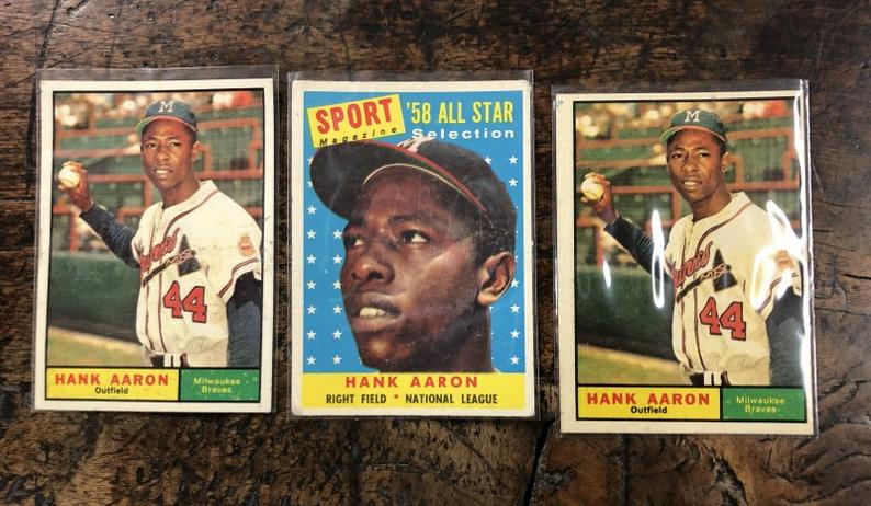(3) OLDER HANK AARON BASEBALL CARDS, FROM LOCAL ESTATE, (1 of 1)
