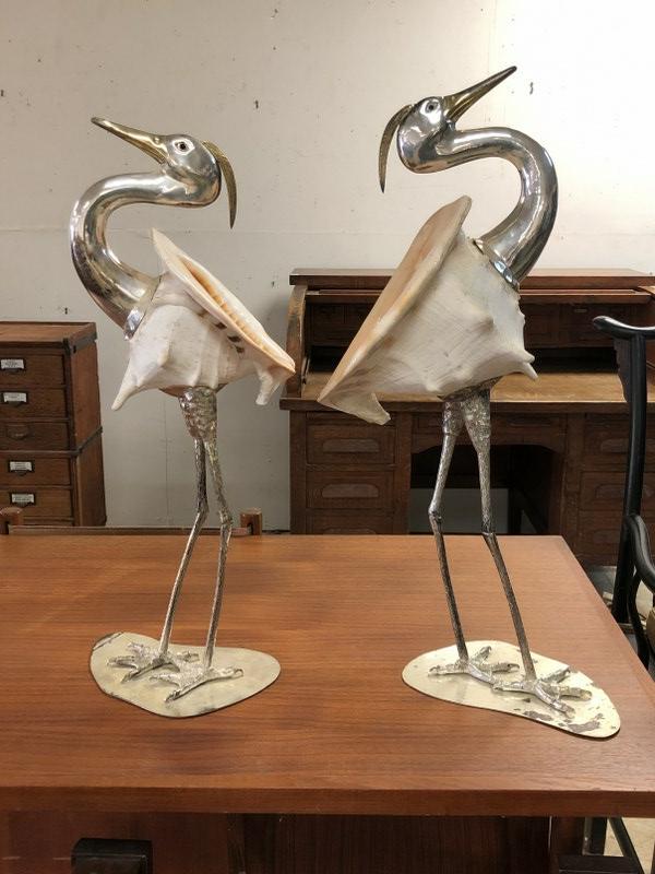 PAIR OF MID CENTURY FIGURAL BIRD SCULPTURES W/LARGE (1 of 5)