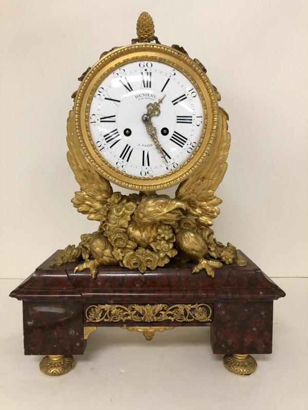 DENIERE FRENCH GILT BRONZE & MARBLE MANTLE CLOCK W/FULL (1 of 10)