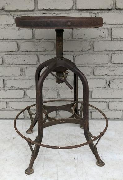 OLD INDUSTRIAL STOOL, SEAT SWIVELS, AS YOU SEE IT (1 of 4)