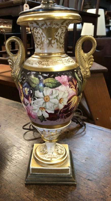 FENCH PORCELAIN DECORATIVE TABLE LAMP, 19TH CENTURY, (1 of 5)