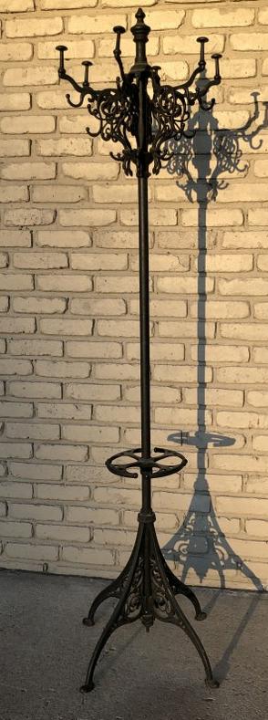 IRON CIRCA 1900 COAT TREE W/UMBRELLA HOLDER BASE, GOOD (1 of 4)