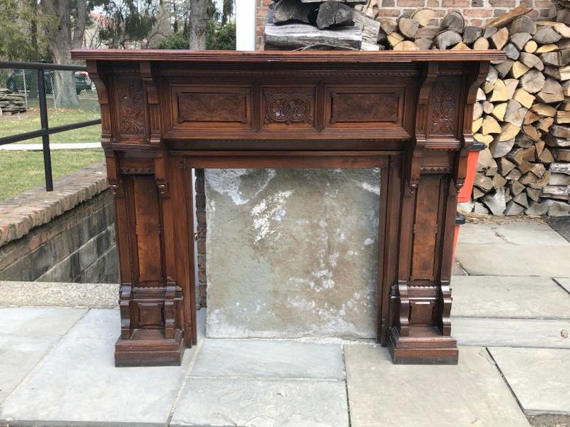 EASTLAKE BLACK WALNUT FIREPLACE MANTLE, WITH BURL (1 of 2)